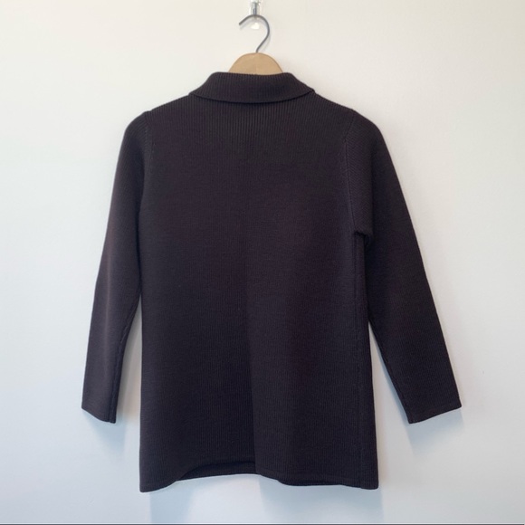 Vintage 70s? Jaeger Brown Wool Button Up Sweater Jacket Point Collar Size 38 - Picture 11 of 12